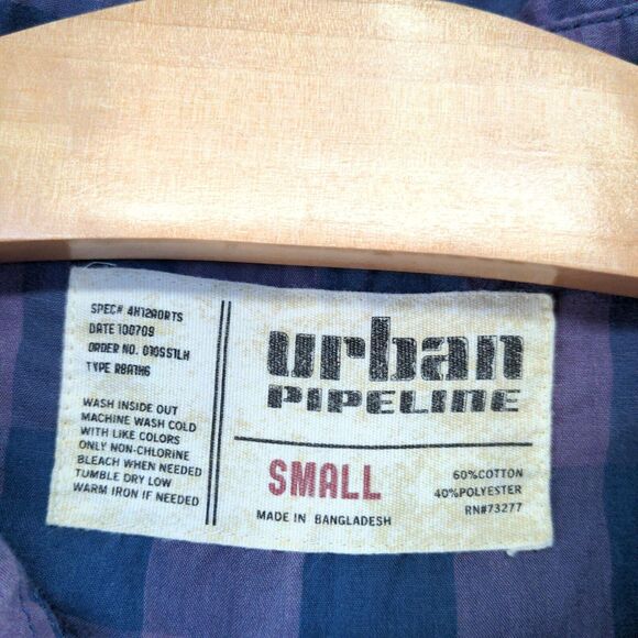 Urban Pipeline Mens Pearl Snap Shirt Multi Small Check Print Long Sleeve - Picture 8 of 11